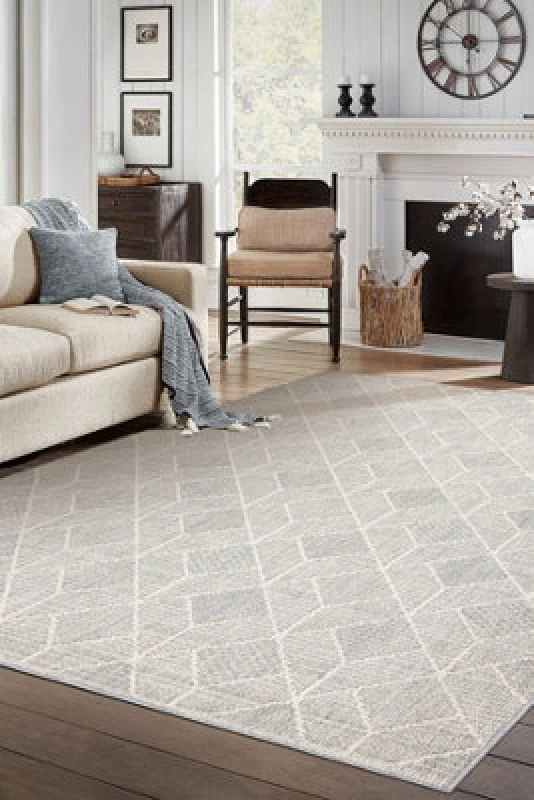 Image of RugsX Carpet Jersey 19231 Grey - Geometric Structural, Loop Boho 60X100 Cm