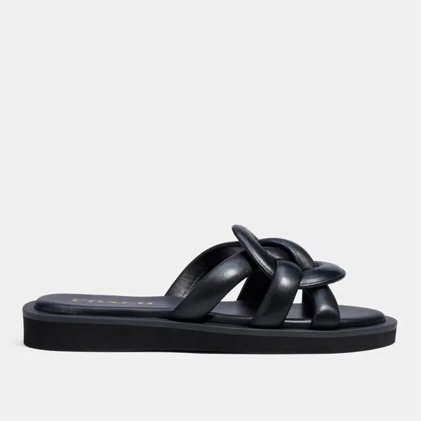 Image of Coach Womens Georgie Leather Slide Sandals - Black - UK 7