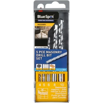 Image of 20149 5 Piece Masonry Drill Bit Set (4-10mm) - Bluespot