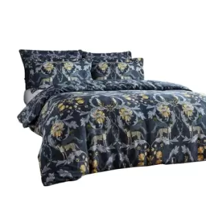 Image of Paoletti Nouvilla Cheetah Duvet Cover Set (Single) (Blue/Grey/Yellow)