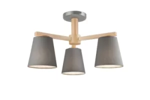 Image of Ellie Multi Arm Semi Flush Ceiling Light Gray, 3x E27