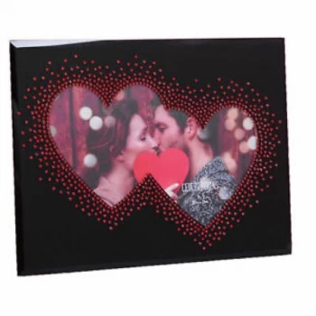 Image of 7" x 5" - True Valentine Glass Photo Frame with Double Heart