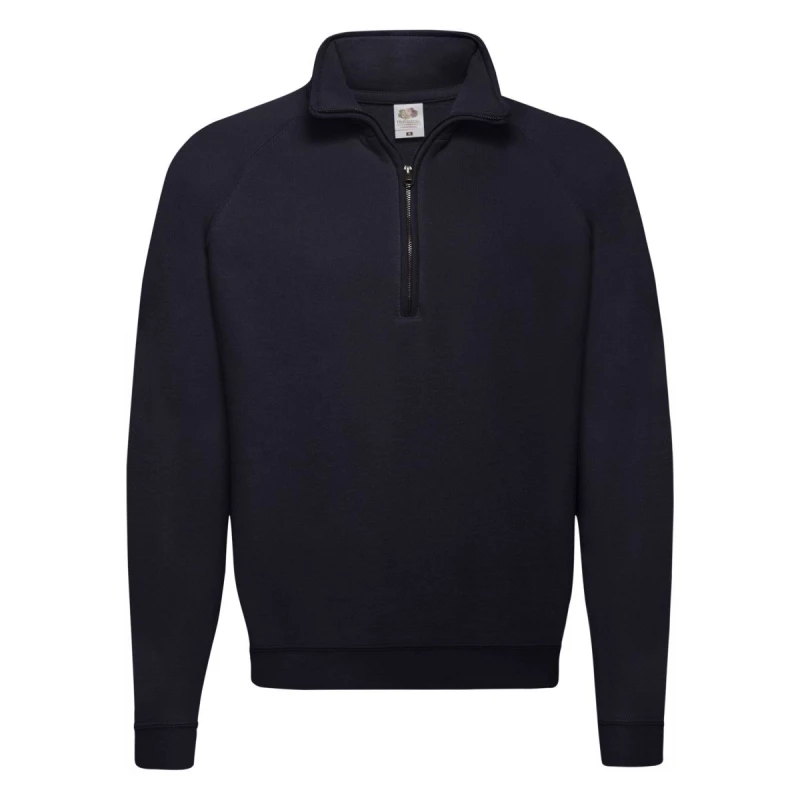 Image of Fruit Of The Loom Fruit of the Loom Men Classic 80 20 Zip Neck Sweatshirt in Mid Navy Size: Small Mid Navy S Male 5063470594436