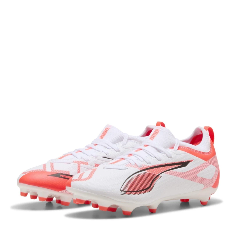 Image of Puma Kids PUMA Ultra 5 Match Firm Ground Football Boots White/Red male 3 (35.5)