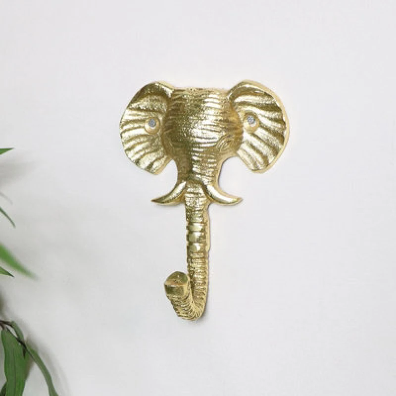 Image of Melody Maison Gold Elephant Head Wall Hook Metallic Gold unisex