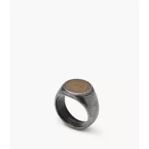 Image of Fossil Mens Two-Tone Stainless Steel Signet Ring - Gunmetal