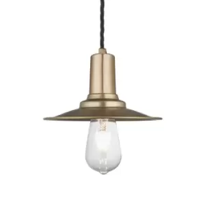 Image of Industville Sleek Flat Brass Pendant With Plug / 8" Pewter Holder