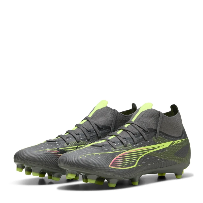 Image of Puma Ultra Match+ Firm Ground Football Boots Mens Silver/Yellow male 7 (40.5)