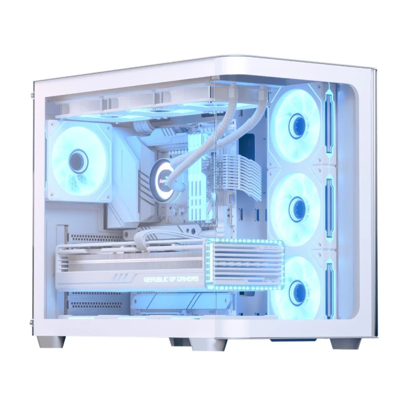Image of Aerocool P500C Mid Tower Curved Tempered Glass Gaming PC Case - White - ACCM-PN01043.2