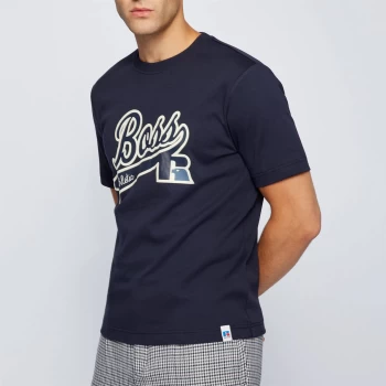 Image of Hugo Boss X Russell Athletic Chest Logo Baseball T-Shirt Navy Size S Men