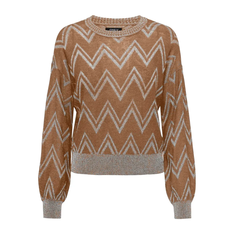 Image of Only Womens long sleeve sweater Only Onlnicole Life Glitter Knt Marron Female S