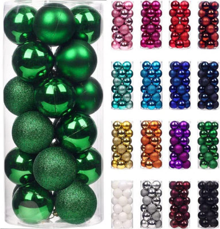 Image of Shatchi 30mm/24Pcs Christmas Baubles Shatterproof Dark Green,tree Decorations