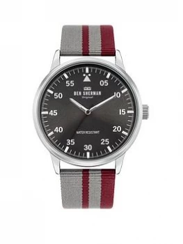 Image of Ben Sherman Daltrey Sport Cool Grey and Red Strap Watch with Grey Sunray Dial, One Colour, Men