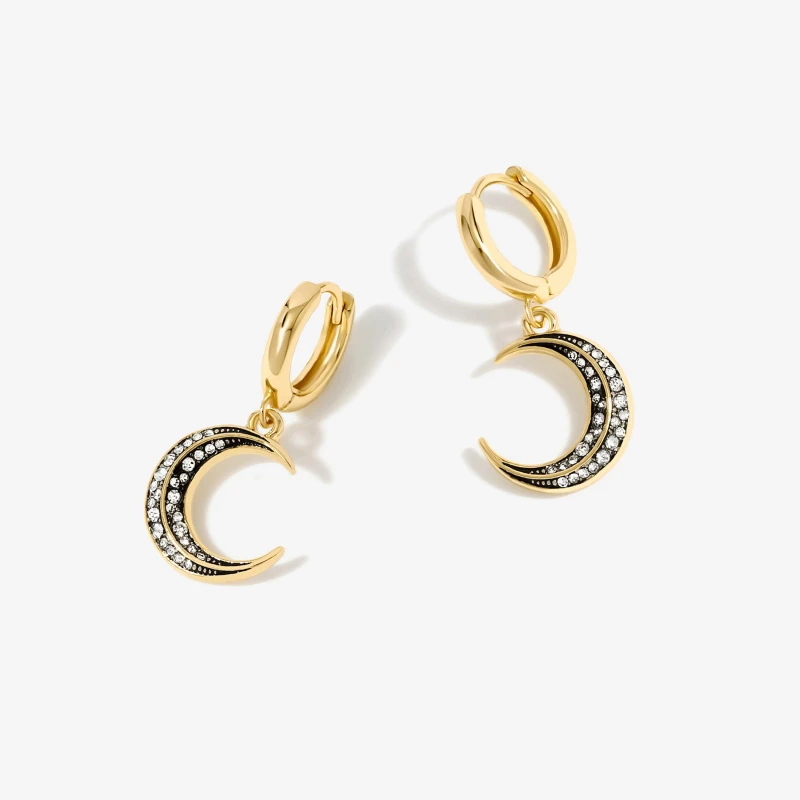 Image of Inicio Gold Plate Enamel Moon Earrings - Gift Pouch Jewellery Sets One Size Gold 42995010000