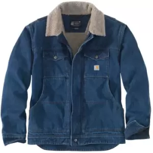 Image of Carhartt Relaxed Denim Sherpa Lined Jacket, blue, Size L, blue, Size L