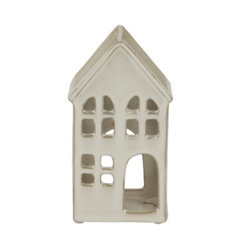 Image of Hill Interiors Large House Tea Light Holder Decoration - Ceramic - L7 X W11 X H20 Cm - White