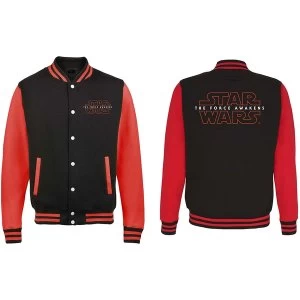Image of Star Wars - Episode VII Logo Unisex Medium Varsity Jacket - Black/Red