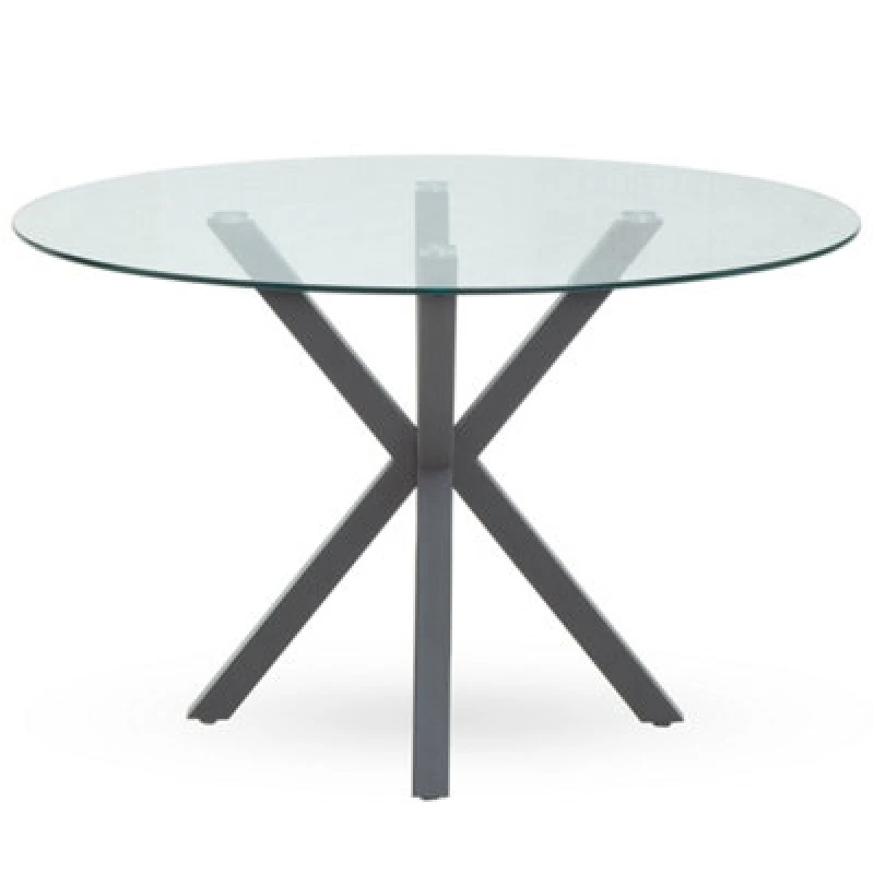 Image of Premier Housewares Stylish Dining Table With Grey Metal Legs, Elegant Small Dining Table, Sturdy Kitchen Table For Dinner Grey