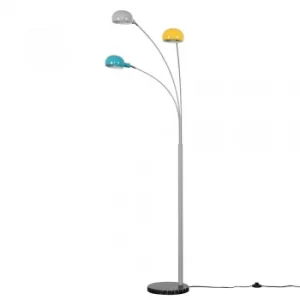 Image of Curva Cool Grey Floor Lamp with Multi Coloured Shades