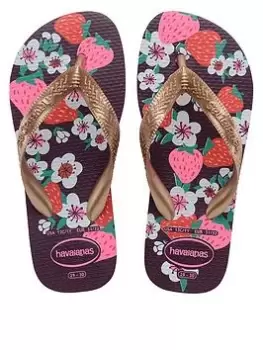 Image of Havaianas GIRLS KIDS FLORES FLIP FLOP SANDAL, Navy Multi, Size 12 Younger