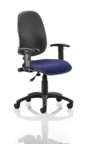 Image of Eclipse I Lever Task Operator Chair Black Back Bespoke Seat With Height Adjustable Arms In Admiral Blue