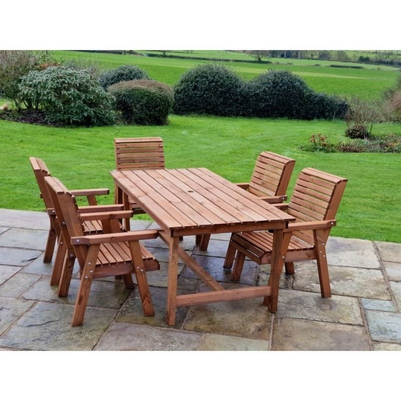 Image of Churnet Valley Garden Furniture Ltd Valley 5 Seat Set 5XC Table - Timber - Minimal Assembly Required in Brown Brown Unisex