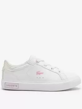 Image of Lacoste Infants' Lacoste Lacoste Powercourt Trainers, White/White, Size 7 Younger