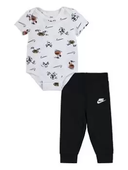 Image of Nike Baby Boys Nsw Nikemoji Bodysuit Pant Set, Black/White, Size 6 Months