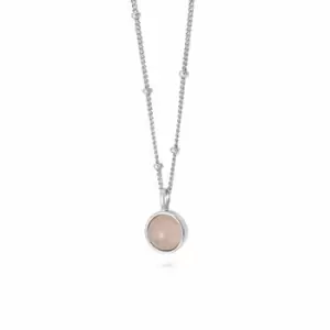 Image of Daisy London Jewellery 925 Sterling Silver Rose Quartz Healing Stone Necklace Sterling Silver