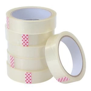 Image of 5 Star Value 24mm x 66m Polypropylene Tape Clear Pack of 6