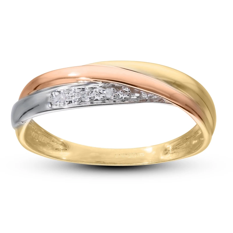 Image of Be You 9ct 3 Colour Gold Diamond Ring Gold female L