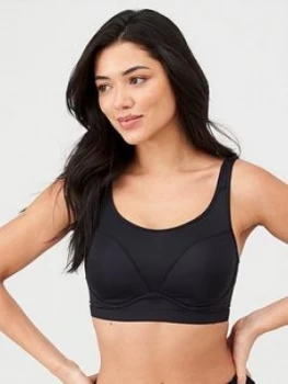Image of Figleaves Jessica Underwired Sports Bra, Black, Size 32C, Women