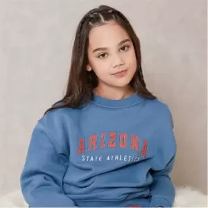 Image of I Saw It First Girls Arizona Embroidered Heavyweight Fleeceback Sweatshirt - Blue