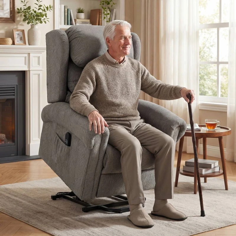 Image of HOMCOM Power Lift Recliner Chair for Elderly with Remote Control, Dark Grey Size: Armchair Dark Grey Unisex Armchair