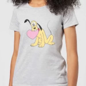 Image of Disney Pluto Love Heart Womens T-Shirt - Grey - S