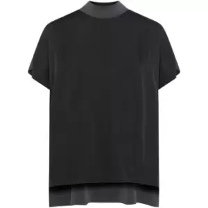 Image of French Connection Ren Cupro Mix Drawstring Hem Tee - Black