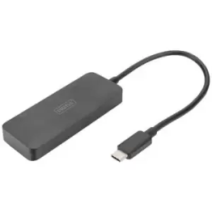 Image of Digitus DS-45334 DisplayPort / USB-C Adapter [1x USB-C - 3x DisplayPort socket] Black w/o charging port, Ultra HD (4k) HDMI, DisplayPort 1.4