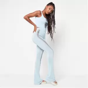 Image of Missguided Co Ord Ladder Detail Knit Trousers - Blue