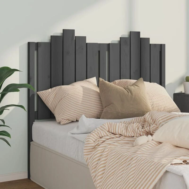 Image of LES TENDANCES Bed Headboard Grey 126x4x110cm Solid Wood Pine vidaXL 8720287003434