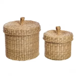 Image of Sass & Belle (Set of 2) Seagrass Baskets with Lid