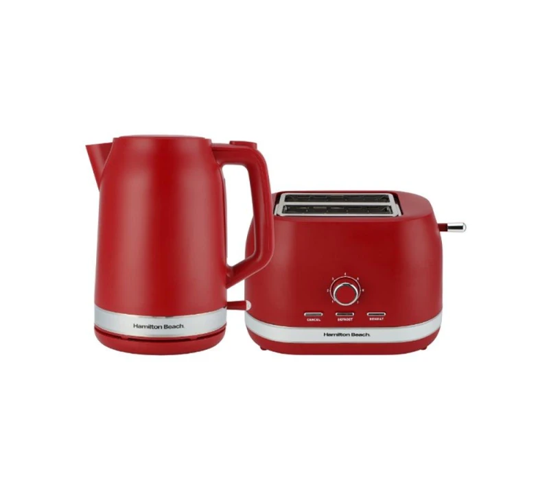 Image of HAMILTON BEACH Ella Breakfast Jug Kettle & 2-Slice Toaster Bundle - Red, Red 5060916372016