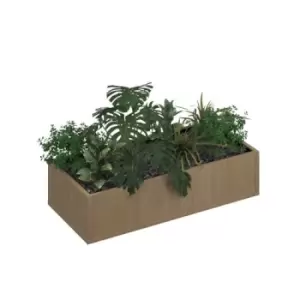 Image of Flux modular storage double wooden planter box with plants - kendal oak