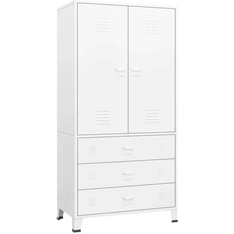 Image of VIDAXL Industrial Wardrobe White 90x50x180cm Metal Vidaxl 8720286699492