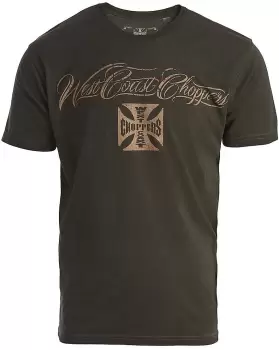 Image of West Coast Choppers Eagle Crest T-Shirt, green-brown, Size S, green-brown, Size S
