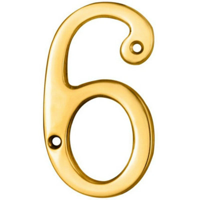 Image of Loops Polished Brass Door Number 6/9 75mm Height 4mm Depth House Numeral Plaque Metallics