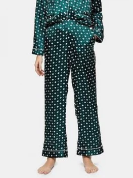 Image of Topshop Tile Print Satin Pyjama Trousers - Green