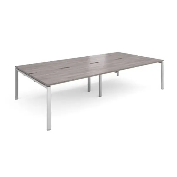 Image of Adapt Adapt sliding top double back to back desks 3200mm x 1600mm - silver frame, grey oak top STE3216-S-GO