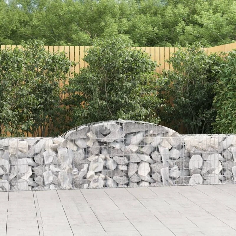 Image of vidaXL Arched Gabion Baskets 3 pcs 300x30x60/80cm Galvanised Iron, Silver 3146486