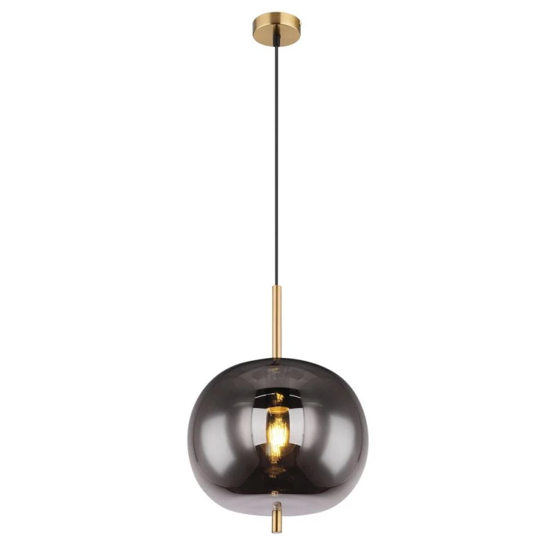 Image of Netlighting Blacky I Globe Pendant Ceiling Light BrassColoured Glass Shade 1x E27 in Gold Gold Unisex