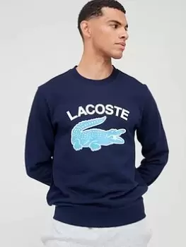 Image of Lacoste Large Logo Sweatshirt, Navy, Size L, Men